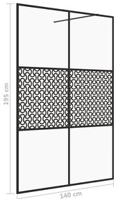 Divisória de chuveiro c/ vidro transparente ESG 140x195cm preto