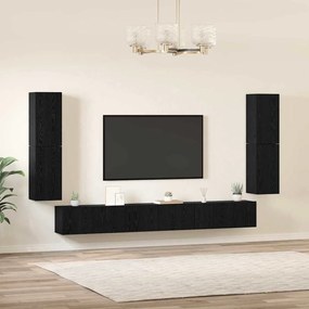 Conjunto de móvel de TV 5 pcs Carvalho Preto Madeira processada