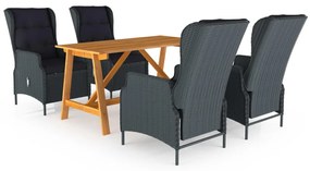 vidaXL 5 pcs conjunto de jantar para jardim cinzento-escuro