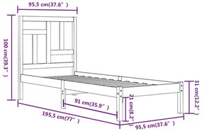 Cama sem colchão 90x190 cm madeira de pinho maciça branco
