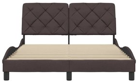 Estrutura de cama sem colchão 120x200 cm tecido castanho-escuro