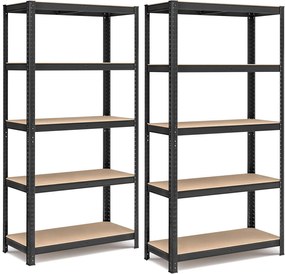 Estantes reforçadas SONGMICS de 5 níveis, conjunto de 2 estantes de aço para armazenamento, montagem sem parafusos, para garagem, galpão, capacidade de carga de 1929 lb cada, 15,7 x 35,4 x 70,9 polegadas, preto GLR042B01