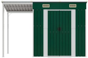Abrigo de jardim com alpendre 277x107x181 cm aço verde