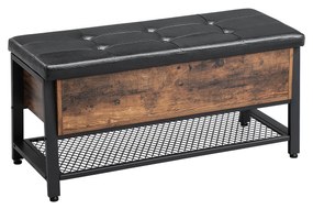 Banco de armazenamento de sapatos industriais VASAGLE, banco de cabeceira com assento acolchoado e prateleira para sapatos, caixa multifuncional e rack, corredor, quarto, sala de estar, estrutura de aço resistente, 120 kg LSB47BX