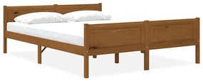Estrutura de cama 140x200 cm pinho maciço castanho mel