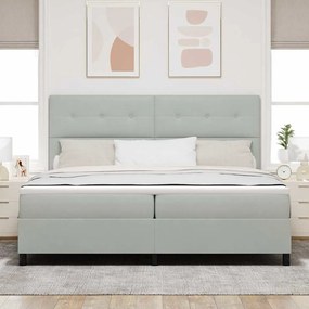 Cama Box Spring com Colchão e Luz LED Cinzento Claro 200x200 cm em Vel