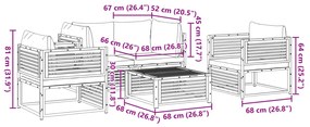 5 pcs conjunto de sofás de jardim com almofadões acácia maciça