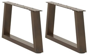 Mesa de jantar pernas 2 pcs forma V 60x(30-31,3) cm aço natural