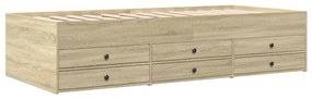 Sofá-cama com gavetas sem colchão 75x190 cm carvalho sonoma