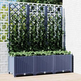 318253 vidaXL Vaso/floreira jardim c/ treliça 120x40x136 cm PP cinzento azul