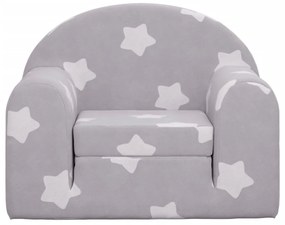 Sofá-cama infantil c/ estrelas pelúcia macia cinzento-claro