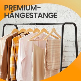 Guarda roupa aberto 45 x 100 x 160 cm, cabideiro com 2 prateleiras, 6 ganchos em forma de S castanho vintage-preto