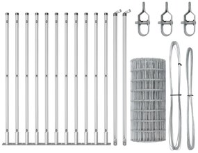 Cerca Euro com 13 Postes Flangeados 0.6x25 m de Aço Galvanizado