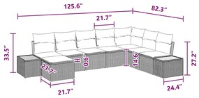 Conjunto de Sofás de Jardim de 8 Peças com Almofadas Preto Vime PE Acá