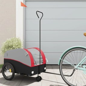 vidaXL Reboque para bicicleta 30 kg ferro preto e vermelho