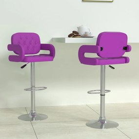 vidaXL Bancos de bar 2 pcs couro artificial roxo