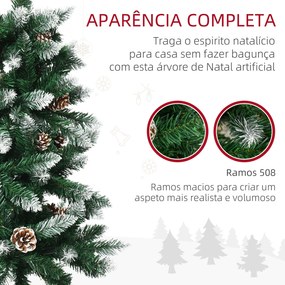 HOMCOM Árvore de Natal Artificial com Neve 180 cm 508 Ramos Realistas