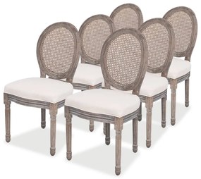 vidaXL Cadeiras de jantar 6 pcs tecido cor creme
