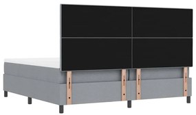 Cama Box Spring com Colchão e Banco Cinza Claro 200x200 cm Tecido
