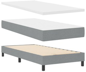 Cama Box Spring com Colchão Cinza Claro 90x200 cm Tecido