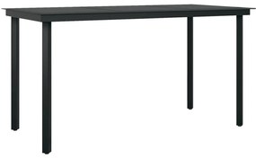 7 pcs conjunto de jantar para jardim com almofadões preto