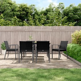 vidaXL 7 pcs conjunto de jantar p/ jardim c/ almofadões vime PE e aço
