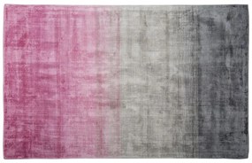 Tapete em viscose cinzenta e rosa 140 x 200 cm ERCIS Beliani