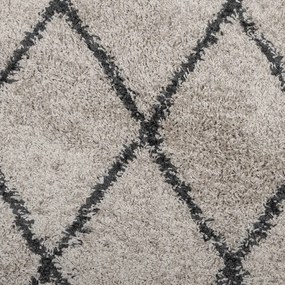 Tapete shaggy de pelo alto PAMPLONA Ø 120 cm bege e antracite