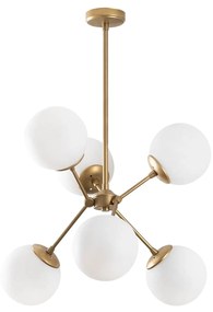 Candeeiro de Teto Gondol – Dourado e Branco – 55 x 55 cm