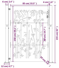 Portão de jardim 105x155 cm aço corten design bambu