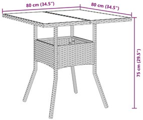 Conjunto de Jantar de 5 Peças para Jardim Preto de Rattan Sintético