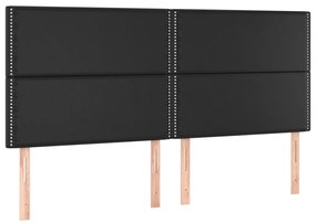 Cabeceira cama c/ LED couro artificial 160x5x118/128 cm preto