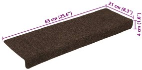 Tapetes de escada autoadesivos 30 pcs 65x21x4 cm castanho