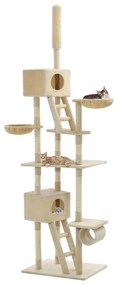 vidaXL Árvore para gatos c/ postes arranhadores sisal 230-260 cm bege