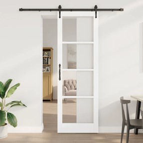 Porta Deslizante vidaXL com Conjunto de Ferragens Branca 78x232 cm Madeira de Pinheiro
