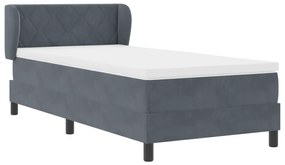 Cama Box Spring com Colchão VidaXL Cinza Escuro 90x200 cm em Veludo