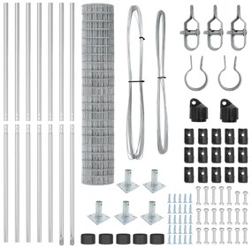 Cerca Euro com 7 Postes Flangeados 1.6x10 m Aço Galvanizado