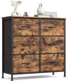 Cómoda com gavetas de tecido 30 x 76,7 x 73,7 cm Castanho vintage-Preto