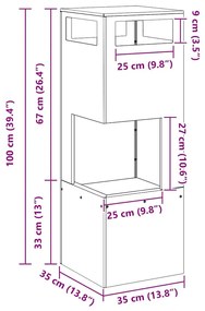Fogueira Quadrada vidaXL Preta 35x35x100 cm Aço