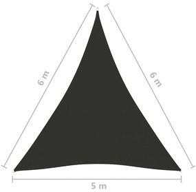 Para-sol estilo vela tecido oxford triangular 5x6x6 m antracite