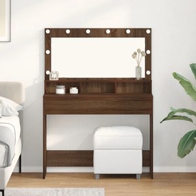Mesa de Maquiagem vidaXL com Luzes LED em Castanho Carvalho 100x41x135