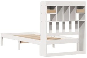 Cama com estante sem colchão 90x200 cm pinho maciço branco