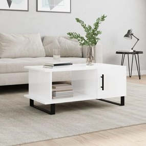 Mesa de centro 90x50x40 cm madeira processada branco brilhante