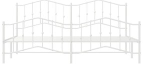 Estrutura de cama com cabeceira e pés 193x203 cm metal branco