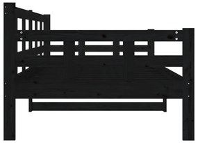 Sofá-cama 90x190 cm madeira de pinho maciça preto