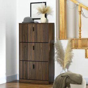 Sapateira com 3 portas, capacidade para 18 pares, ideal para a entrada, corredor ou sala de estar, 63 x 24 x 117 cm, cor nogueira escura