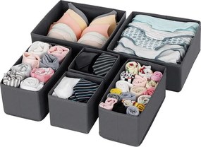 Conjunto de 6 organizadores de gavetas cinzento