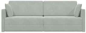 Sofá Cama de Chão 2-em-1 Cinza Claro 213x144x60 cm Veludo