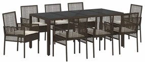Conjunto de Jantar para Jardim 9 pcs Castanho 190 x 90 x 75 cm