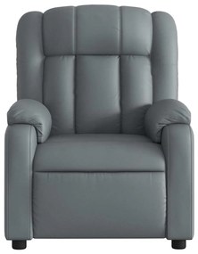 Poltrona de massagens reclinável couro artificial cinzento